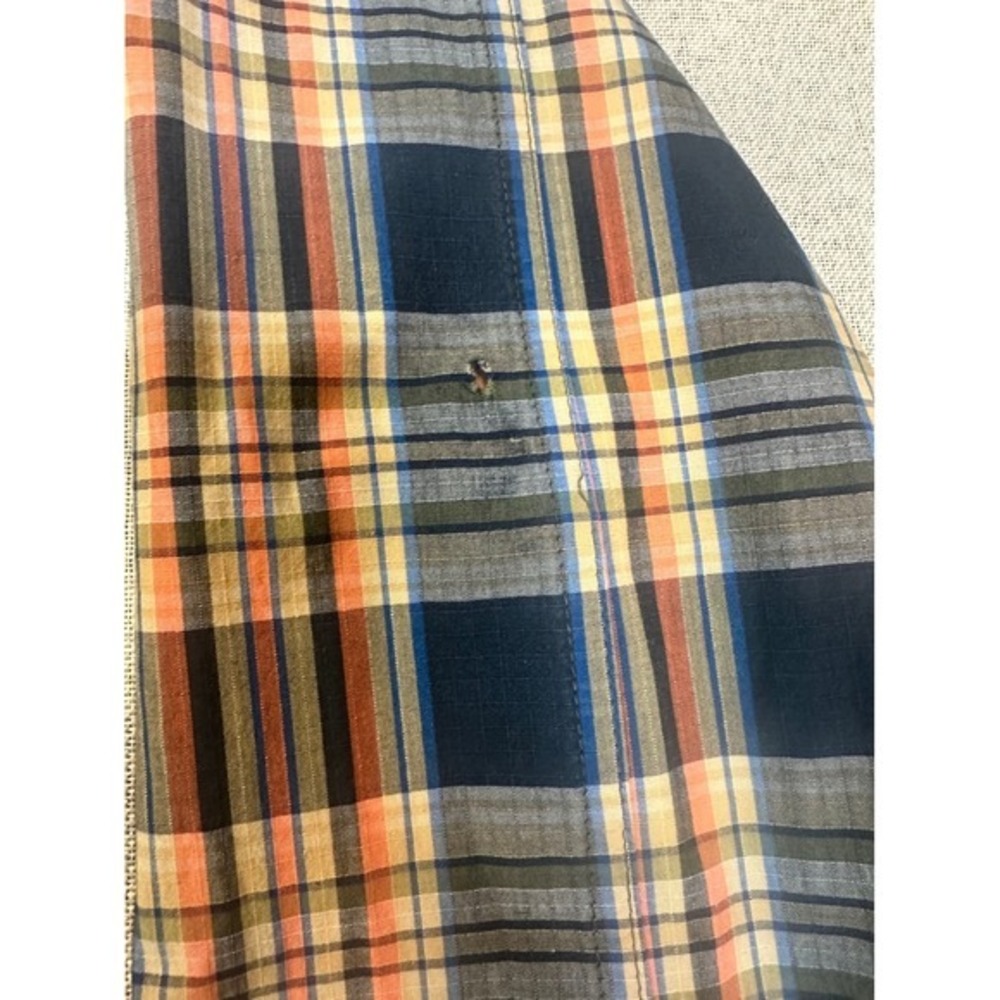 Patagonia Western Shirt Mens M Blue Orange Organic Cotton Ripstop Plaid Flawed - Picture 7 of 8